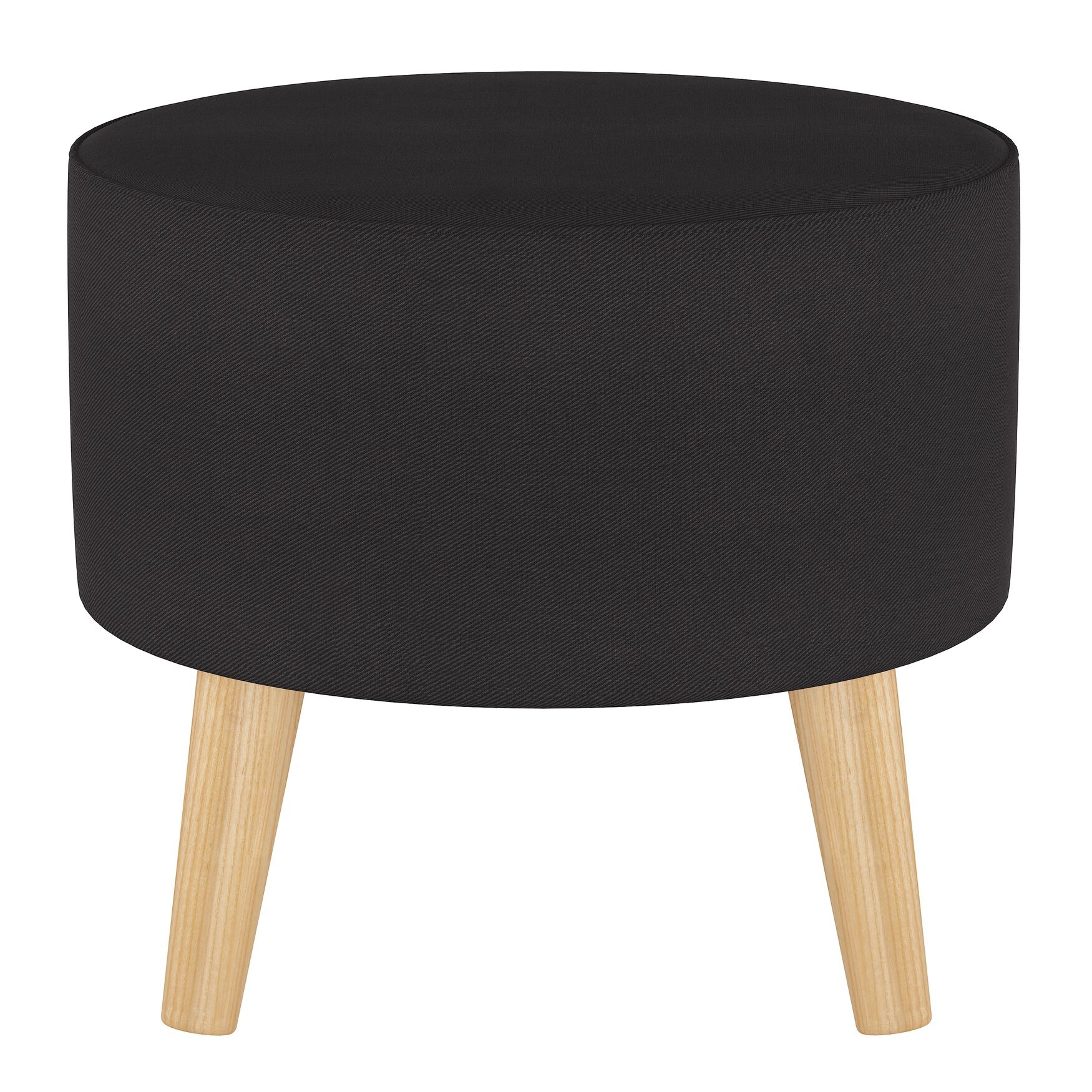 Twill Round Ottoman with Splayed Legs, , on-hover image number 1