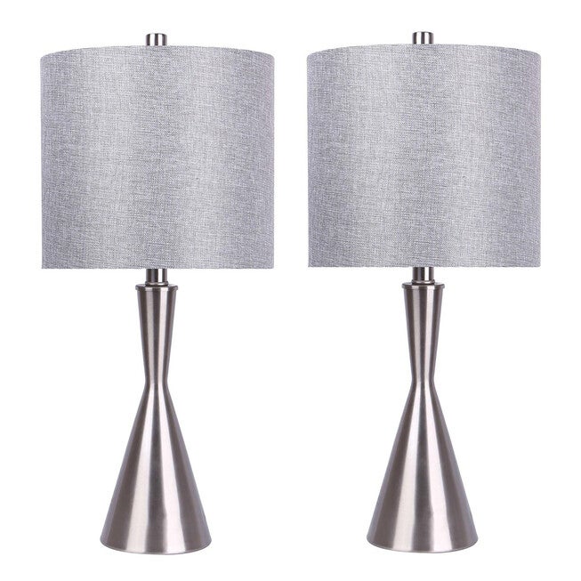 Gemma 23 inches Metal Table Lamp - Set Of 2, BRUSHED NICKEL GREY, hi-res image number null