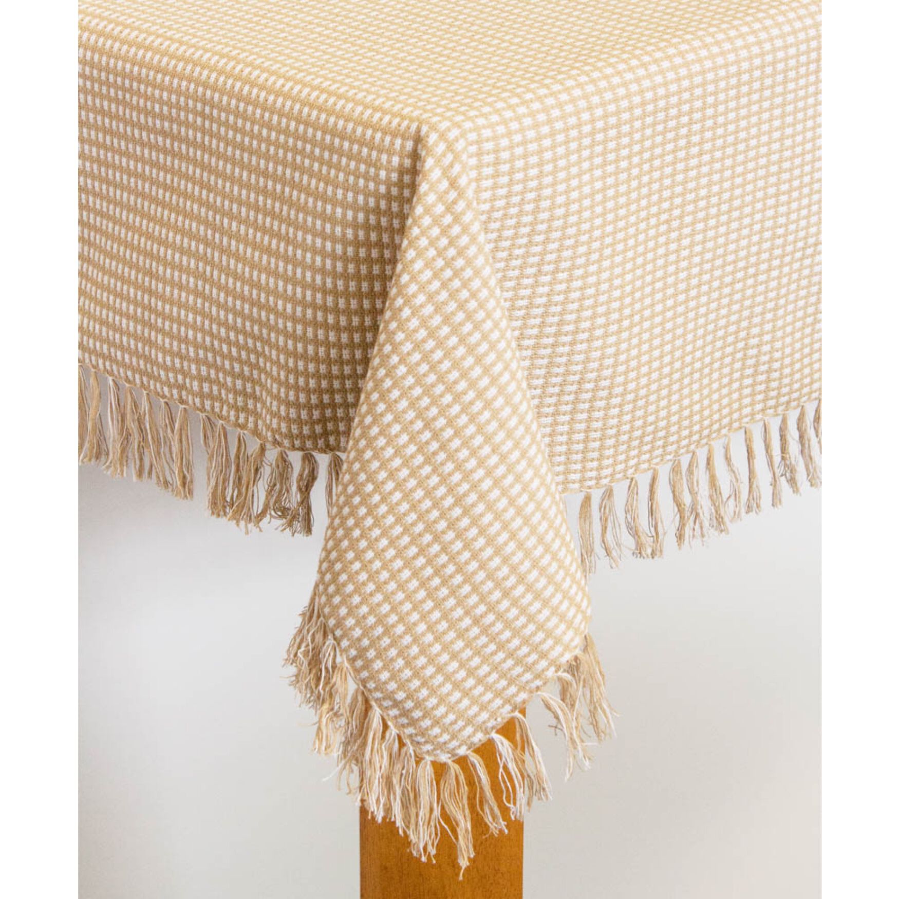 Homespun Check Woven Tablecloth, ECRU, hi-res image number 0