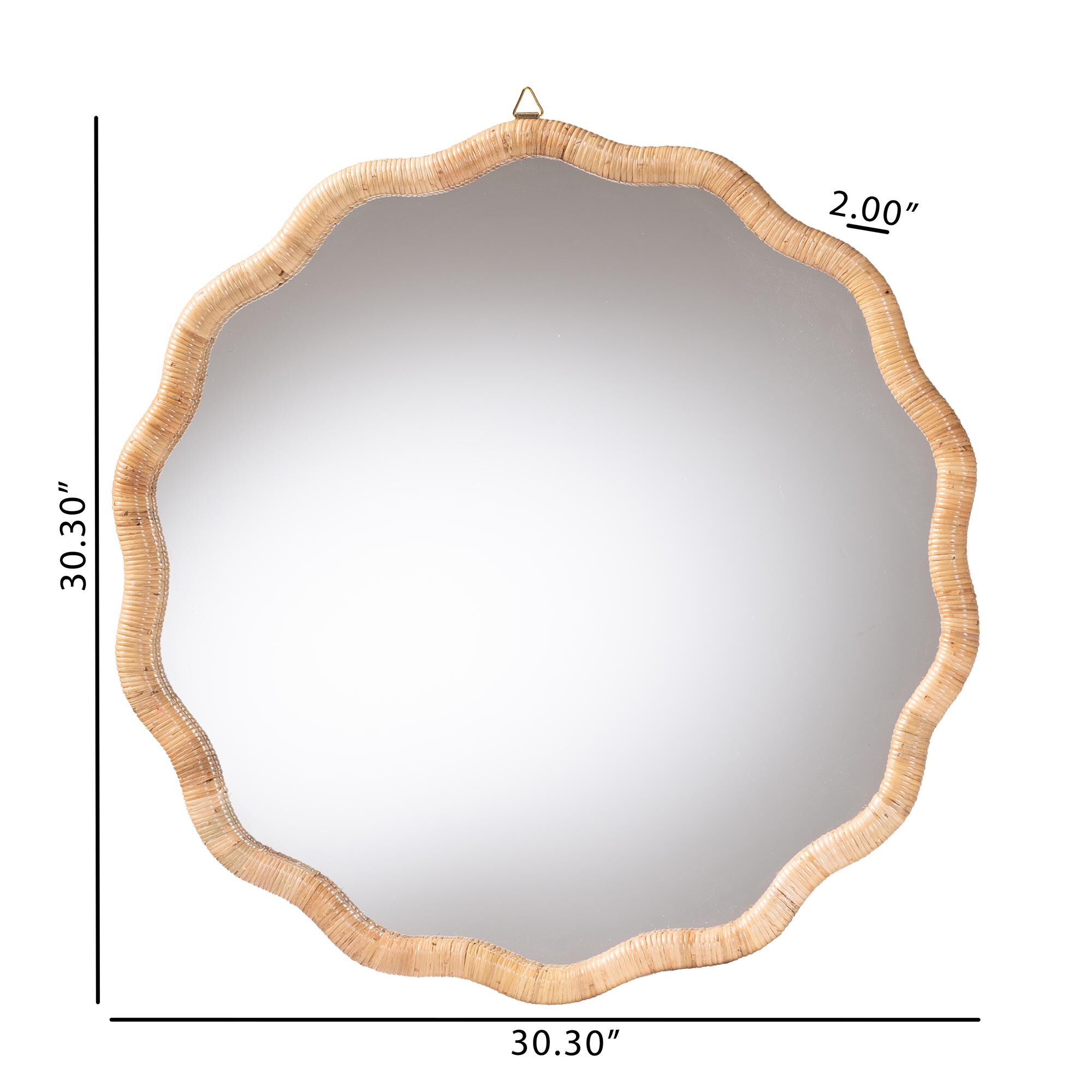 Rasida Natural Rattan Scalloped Wall Mirror, HONEY, alternate image number 5