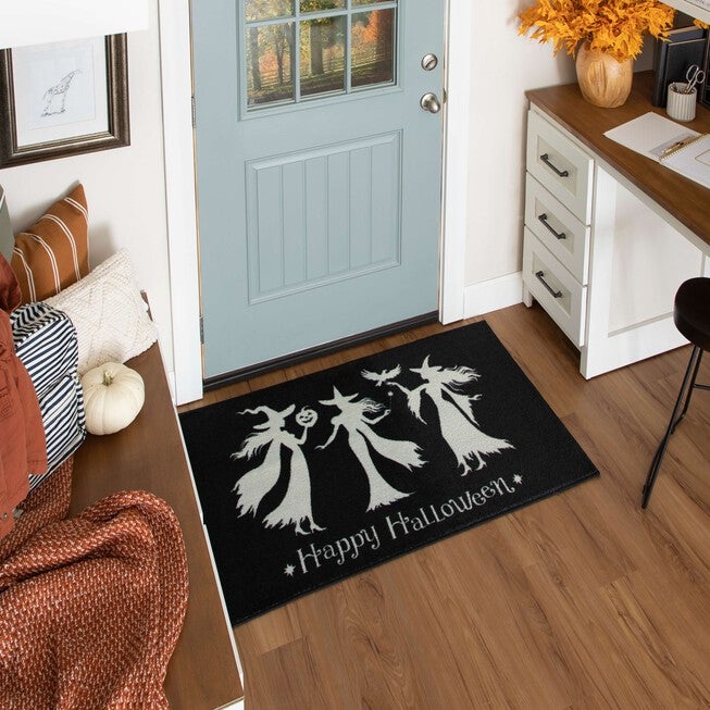 Witch Trio Black Kitchen Rug, , alternate image number null