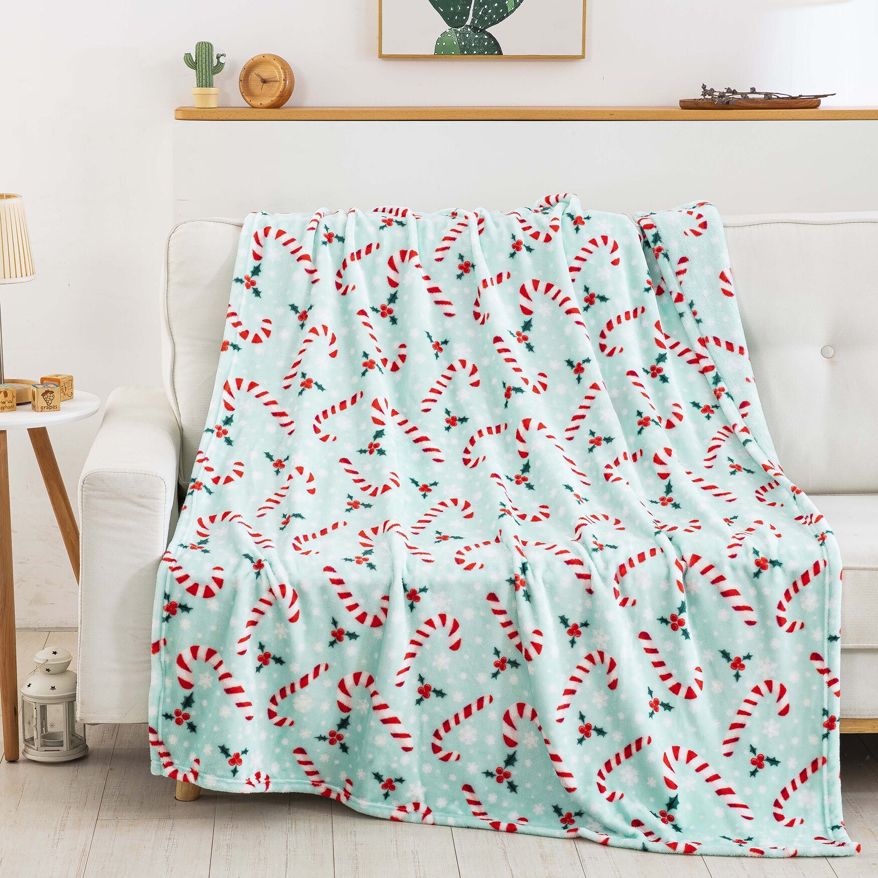 Candy Cane Snowflakes Silk Touch Throw, , on-hover image number 1