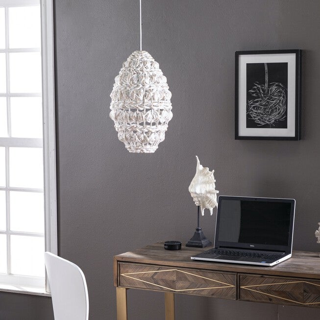 Rosemill Woven Pendant Shade, WHITE, hi-res image number 0