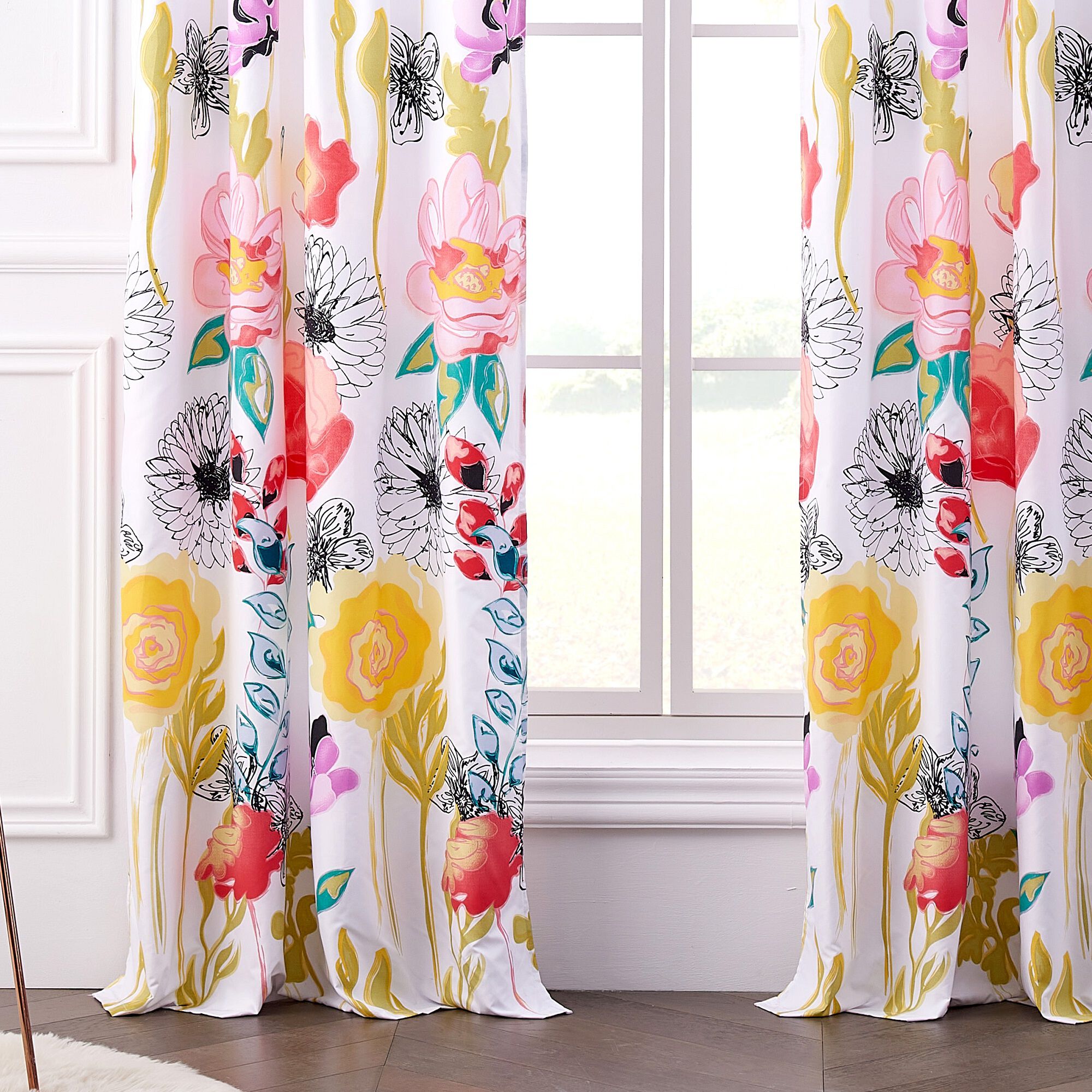 Watercolor Dream Window Curtain Panels, Set of 2, WHITE, alternate image number 3