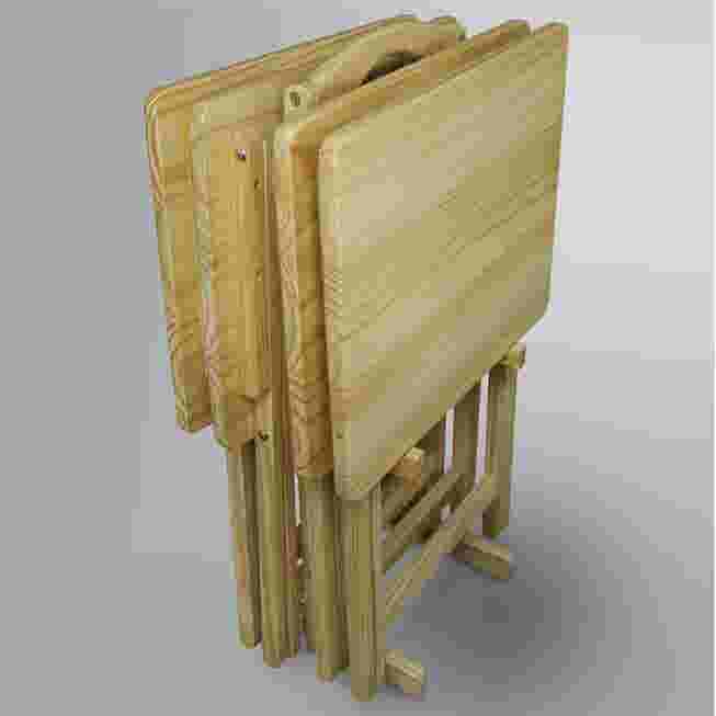 Stacked/tray style side table pieces in natural wood
