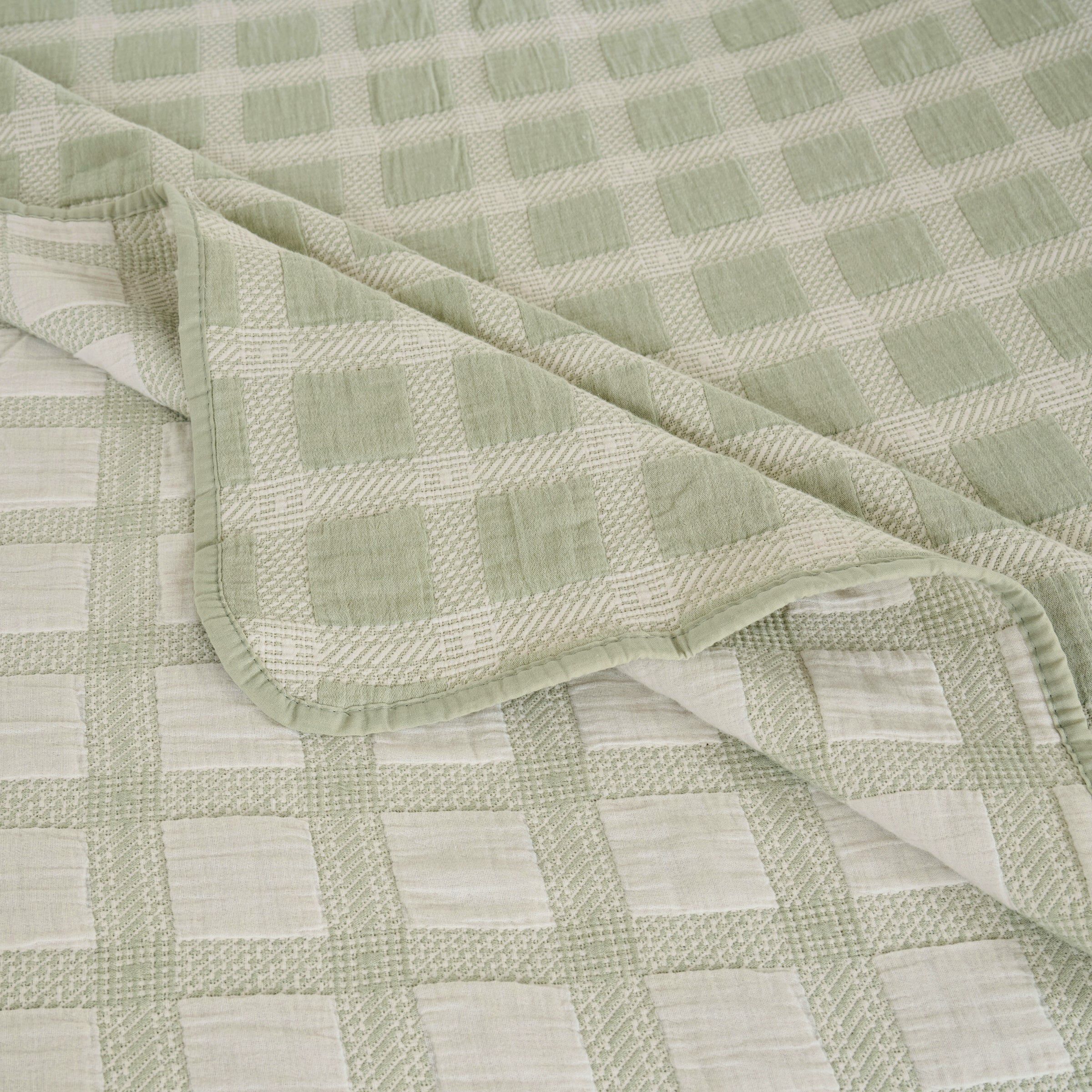 Millhouse 100% Cotton Classic Plaid Coverlet Set, SAGE, alternate image number 3