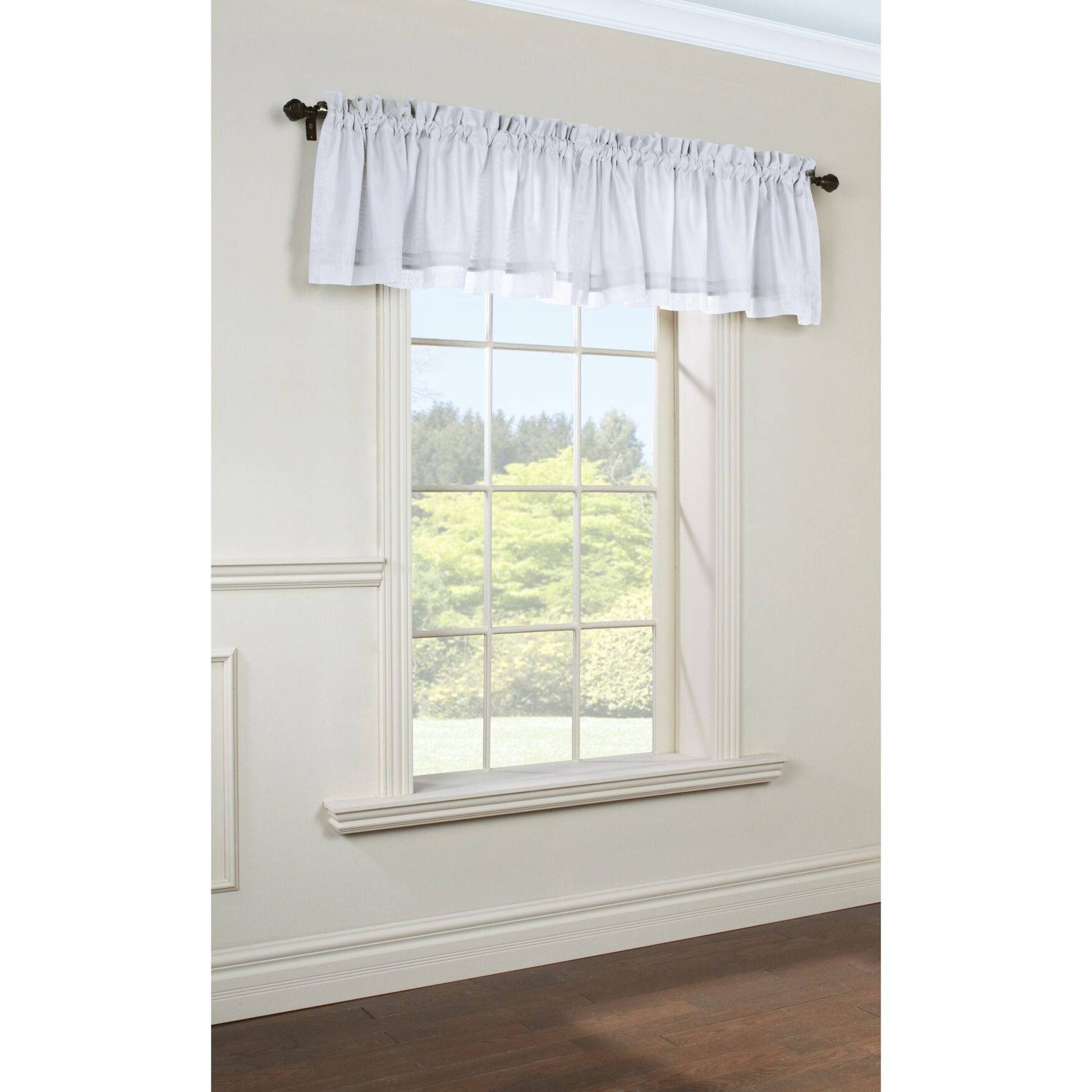 Rhapsody Lined Indoor Rod Pocket Window Curtain Valance, WHITE, hi-res image number 0