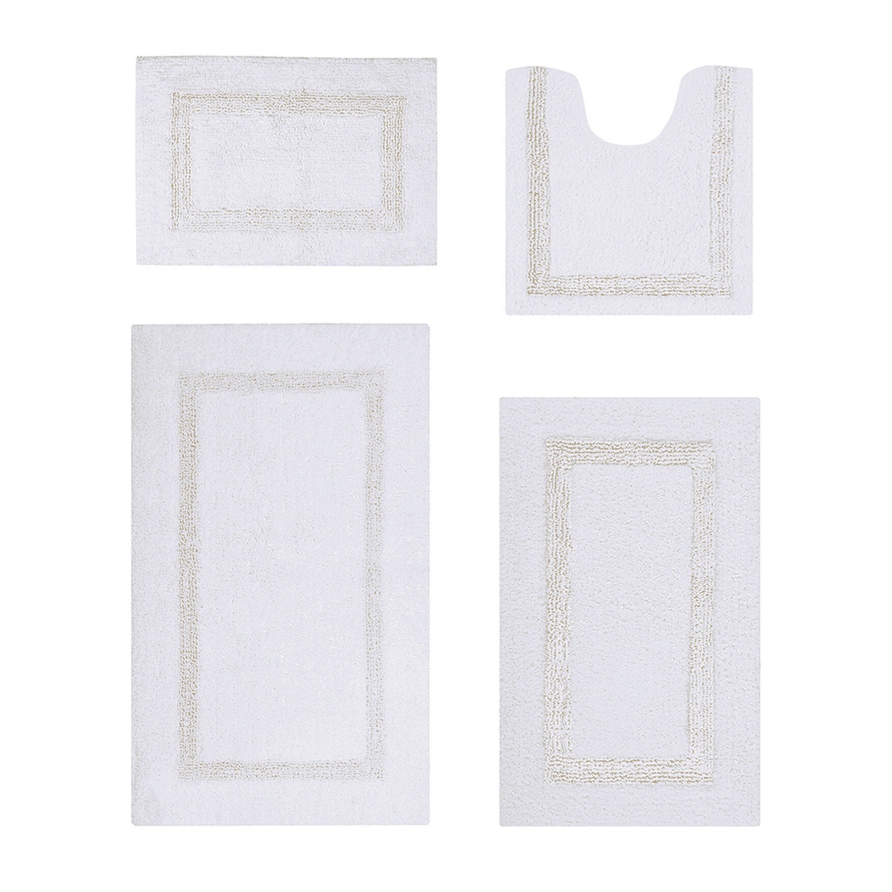 Hotel Collection 100% Cotton 4 Piece (17 inches X 24 inches | 20 inches X 20 inches | 21 inches X 34 inches | 24 inches X 40 inches) Bath Rug Set, WHITE IVORY, hi-res image number 0