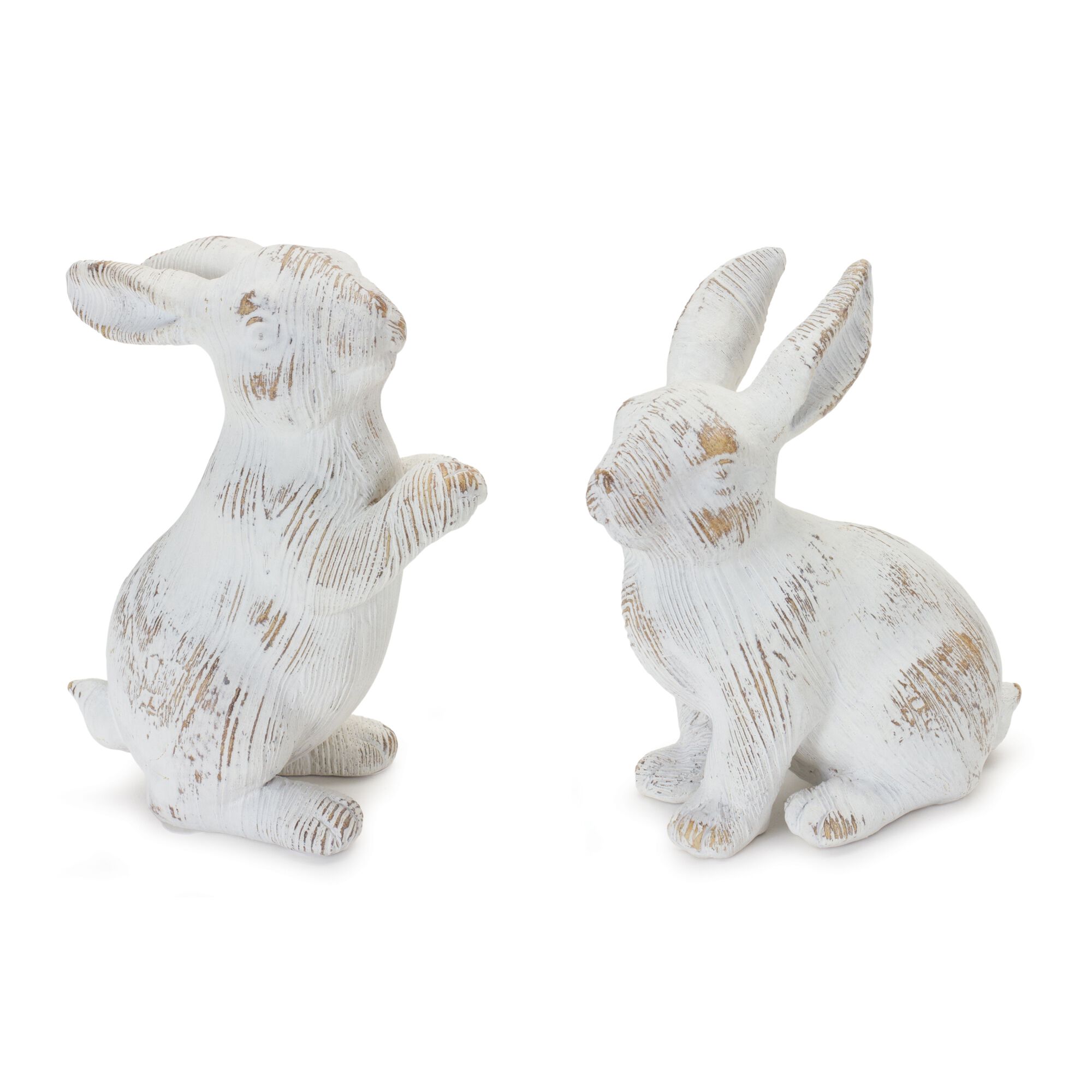 Rabbit (Set of 2) 5.5 inchesH, 6.5 inchesH Resin, WHITE/BROWN, hi-res image number 0
