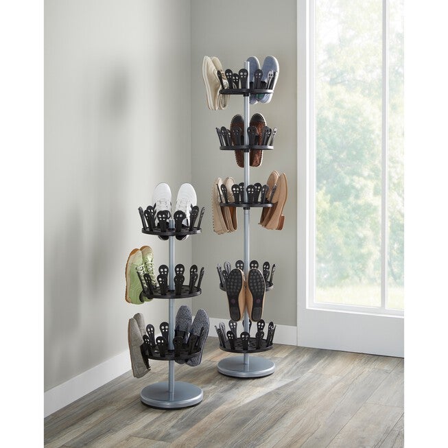 3-Tier Revolving Shoe Rack, CHROME BLACK, hi-res image number 0