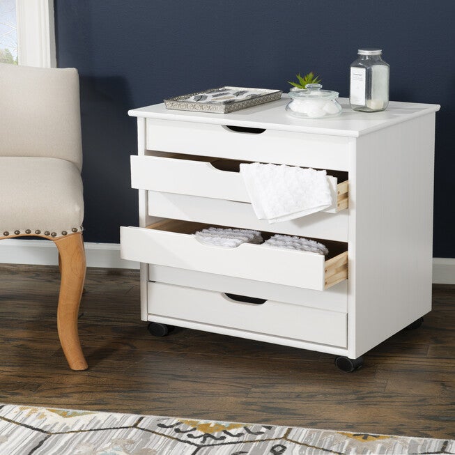Cary Six Drawer Wide Roll Cart White Wash, , alternate image number null