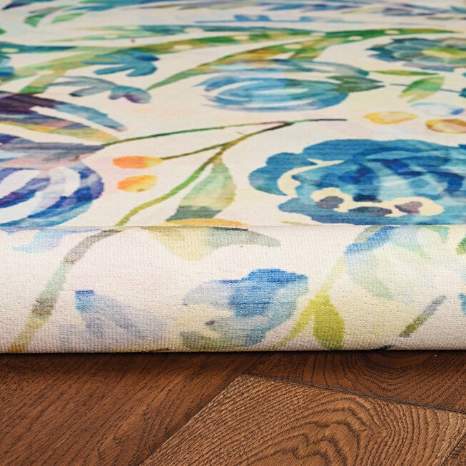 Washable Ellis Ivory/Blue Rug, , alternate image number null