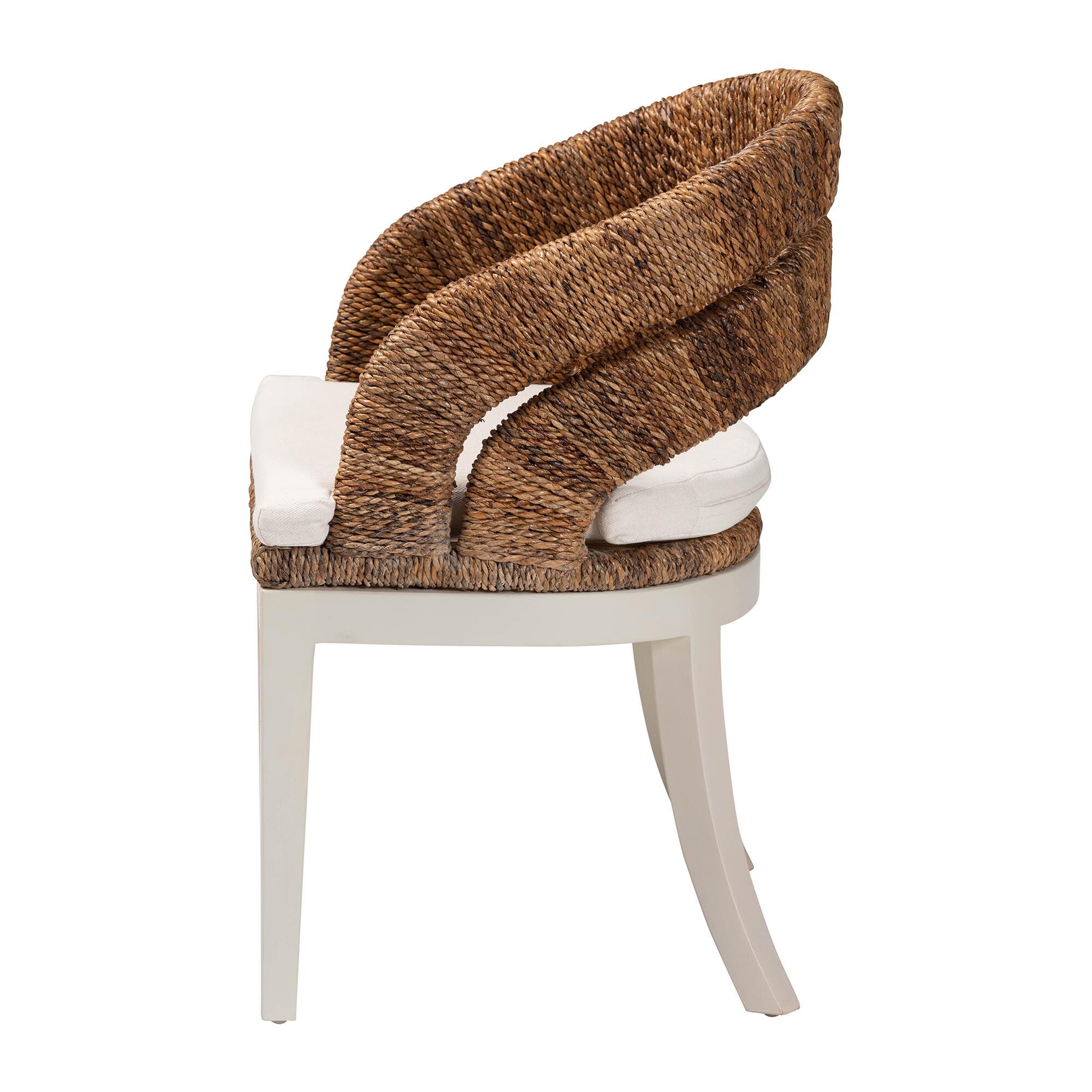 Ubud Bohemian Natural Seagrass and Mahogany Wood Dining Chair, NATURAL, alternate image number 3