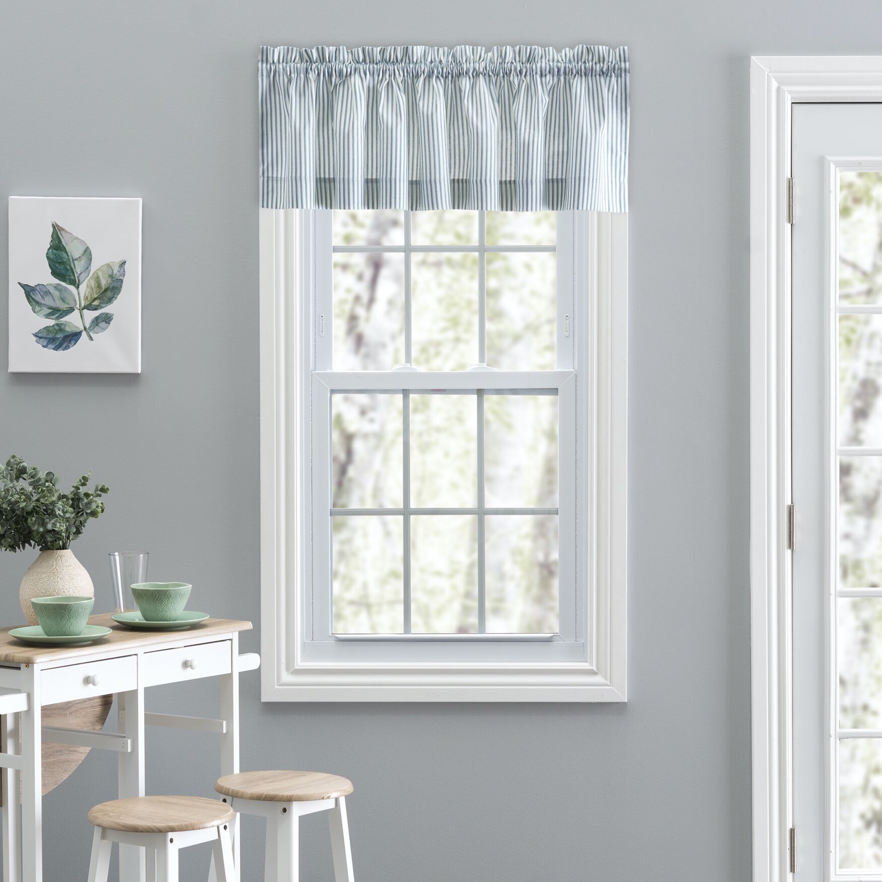 Plaza Stripe Tailored Valance, BLUE, hi-res image number 0