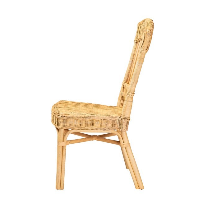 Barito Modern Bohemian Natural Brown Rattan Dining Chair, , alternate image number null