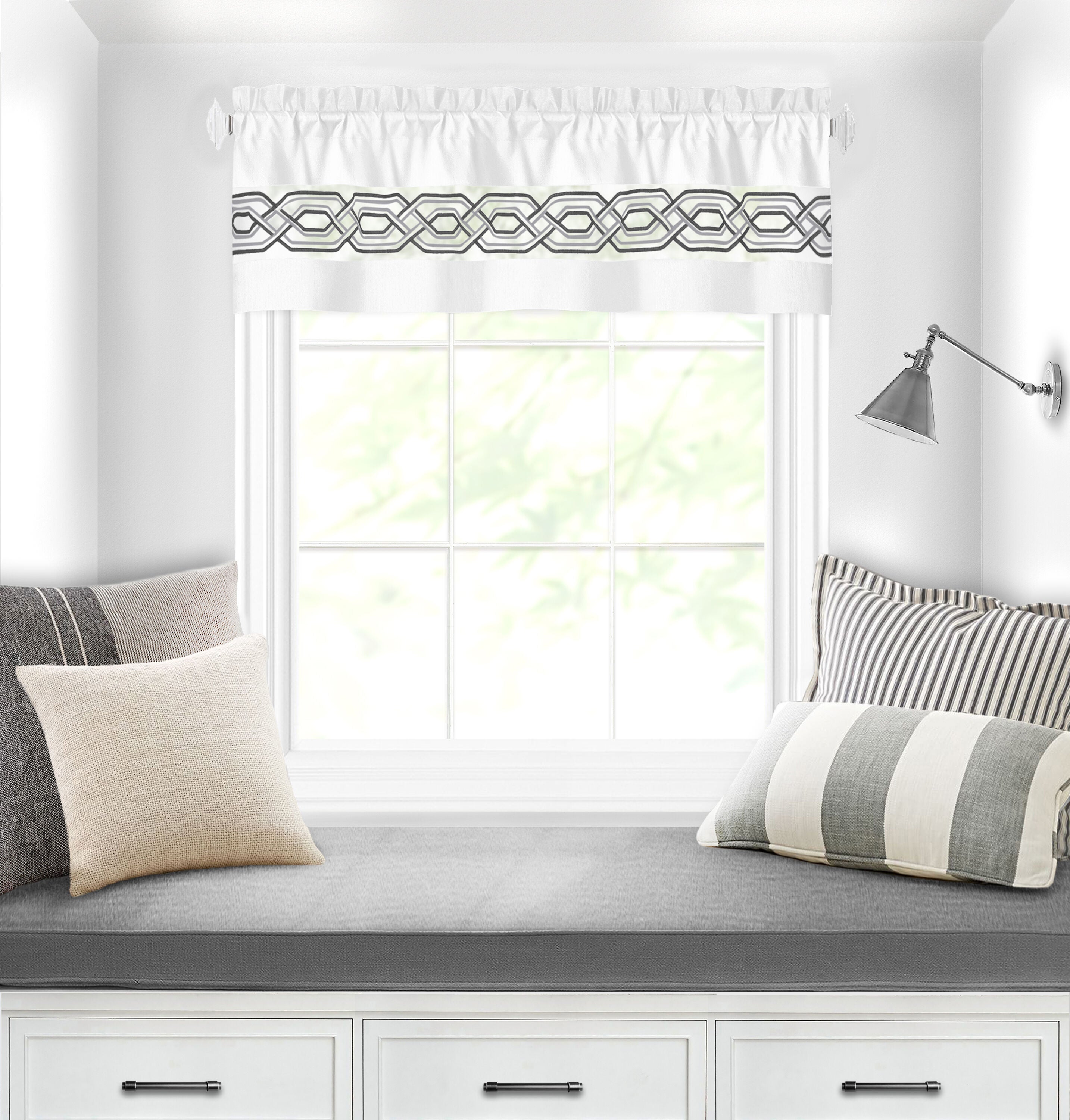Paige Window Curtain Valance, WHITE, hi-res image number 0