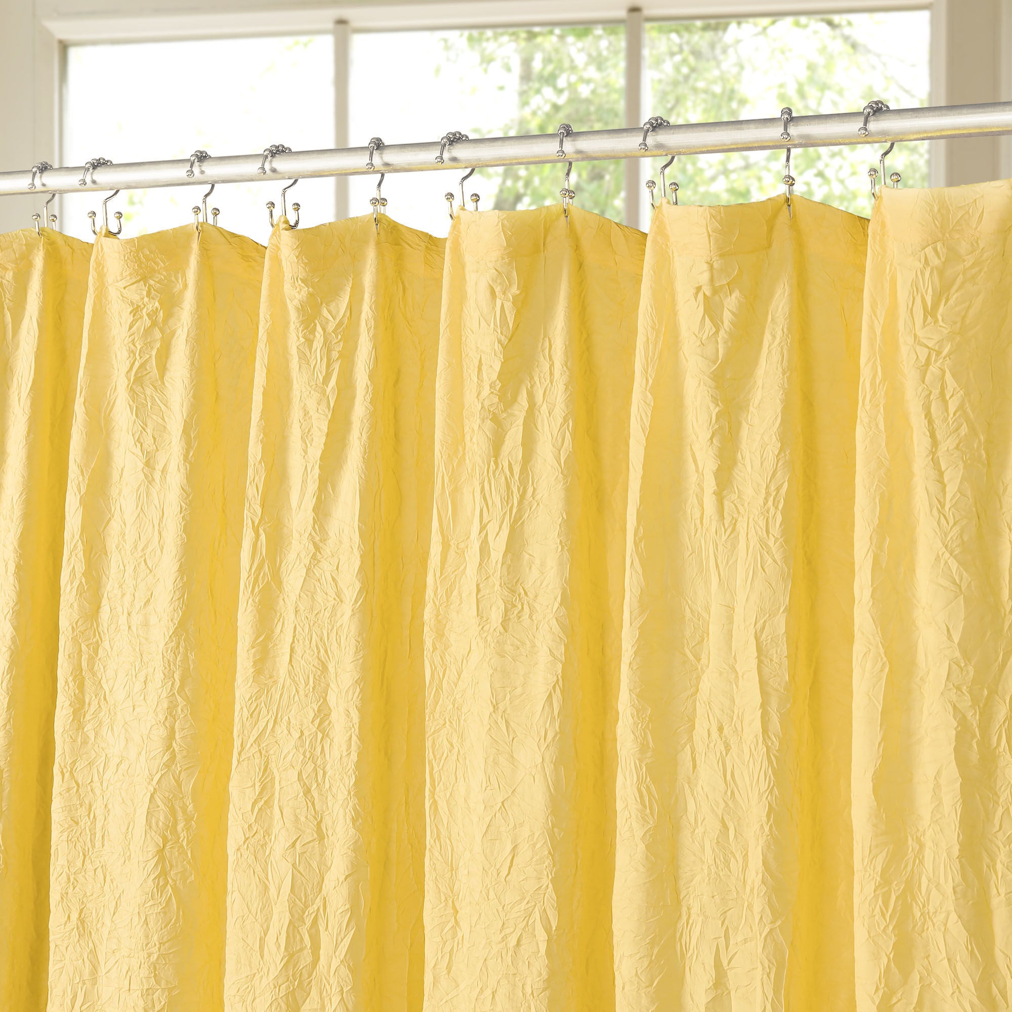 Crinkle Eco-friendly Water Repellent Solid Texture Shower Curtain, SUNSHINE, alternate image number 2