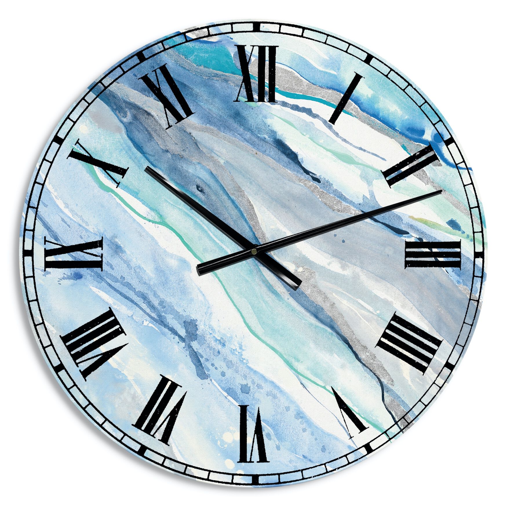 Blue Silver Spring Ii Modern Wall Clock, , alternate image number 1