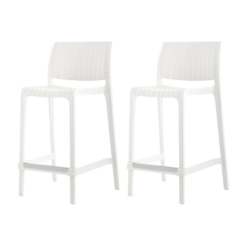  SET OF 2 RUE OUTDOOR STACKABLE COUNTER STOOL, WHITE, on-hover image number 1