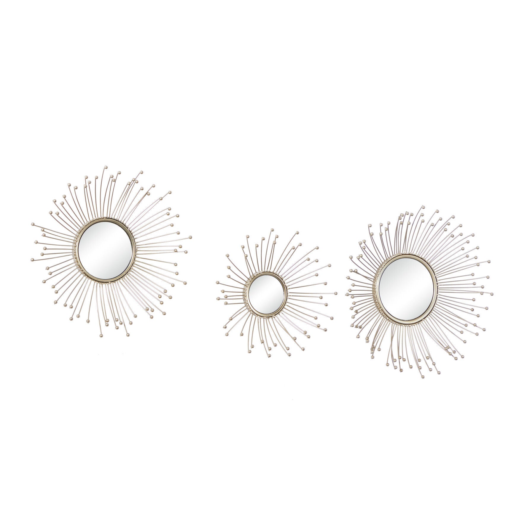 Set Of 3 Gold Metal Glam Wall Mirror, , alternate image number 3