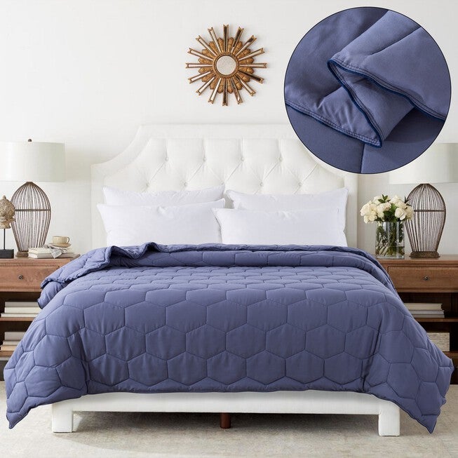 Honeycomb Down Alternative Blanket, Granite/Blue, , alternate image number 8