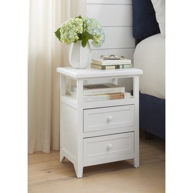 Karsen Modern And Contemporary White Finished Wood 2-Drawer Nightstand, WHITE, hi-res image number 0
