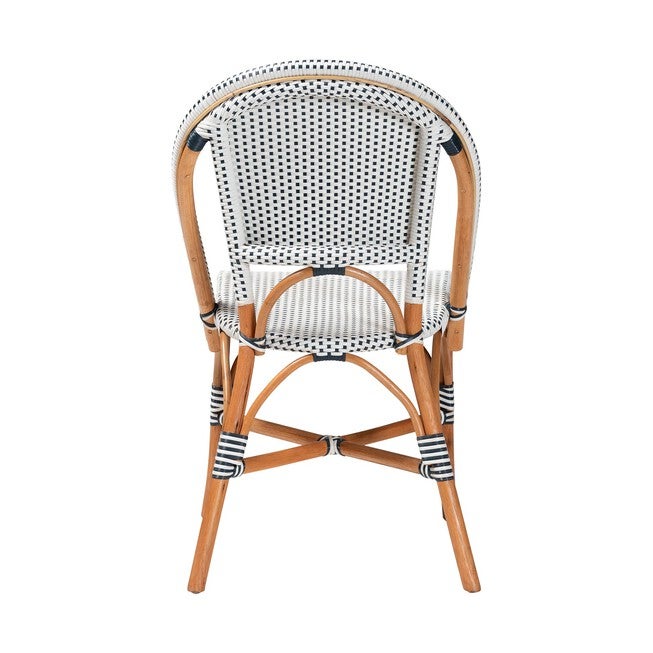 Genica Classic French Two-Tone Navy and White Weaving and Natural Rattan Bistro Chair, NAVY, alternate image number 4