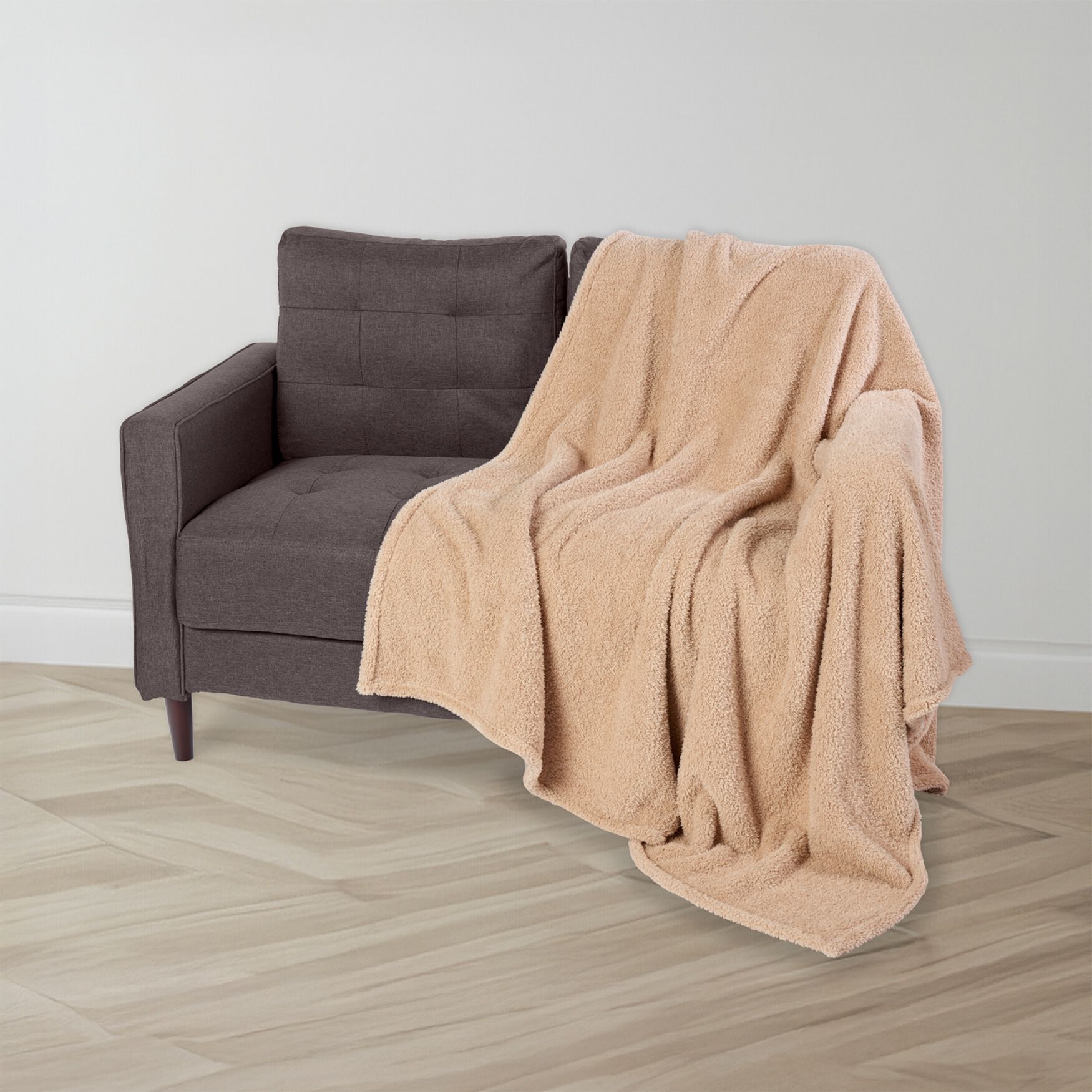 HGTV Butter Sherpa Faux Fur Throw, , alternate image number 4