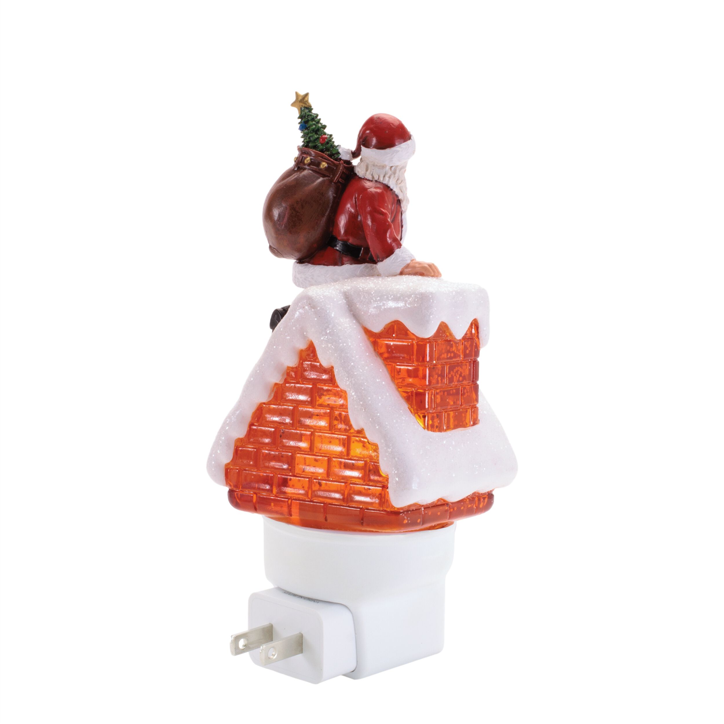 Santa in Chimney Snow Globe Night Light 7 inchesH, RED WHITE, alternate image number 3