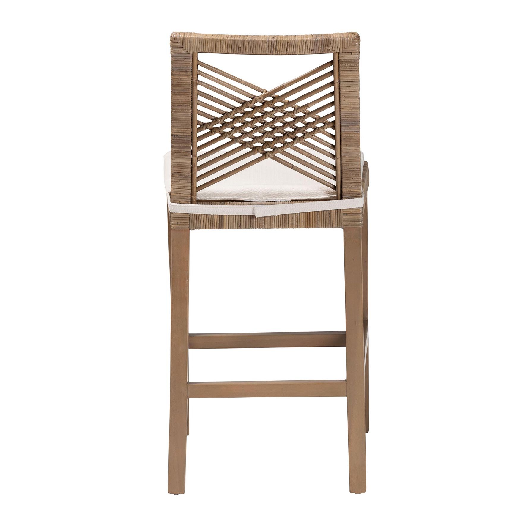 Poltak Modern Bohemian Grey Natural Kubu Rattan And Mahogany Wood Counter Stool, , alternate image number 3