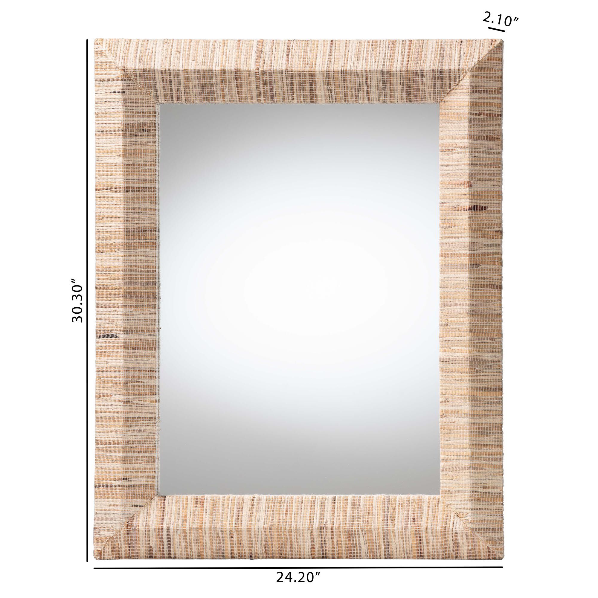 Adino Bohemian Woven Natural Grasscloth Rectangle Accent Mirror, NATURAL, alternate image number 5