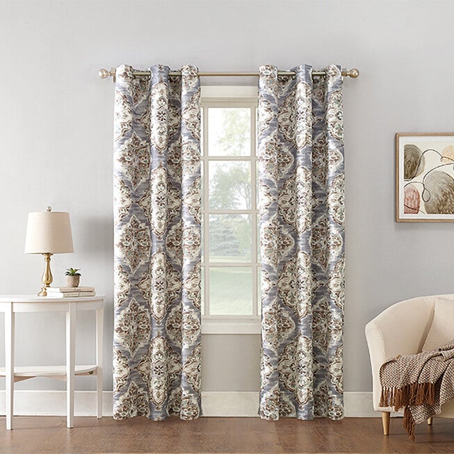 Regina Watercolor Floral Thermal Insulated Grommet Panel, GREY, hi-res image number null