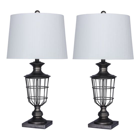 28" Antique Silver Metal Table Lamp, , on-hover image number null
