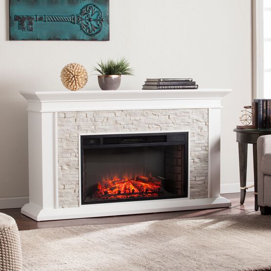 Canyon Heights Faux Stacked Stone Electric Fireplace Plus Size