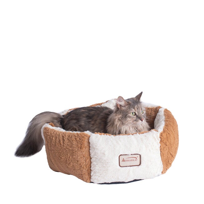 Dog, Cat Cat Extra Small Pet Bed, Brown/Ivory, BROWN, hi-res image number null