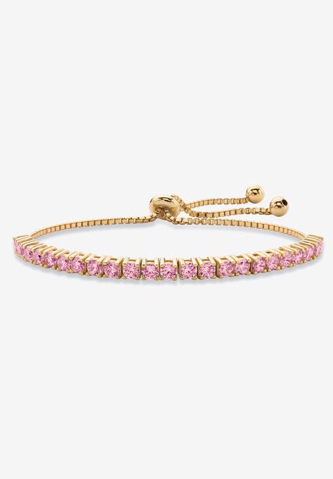 Gold-Plated Bolo Bracelet, Simulated Birthstone 9.25" Adjustable, JUNE, hi-res image number null