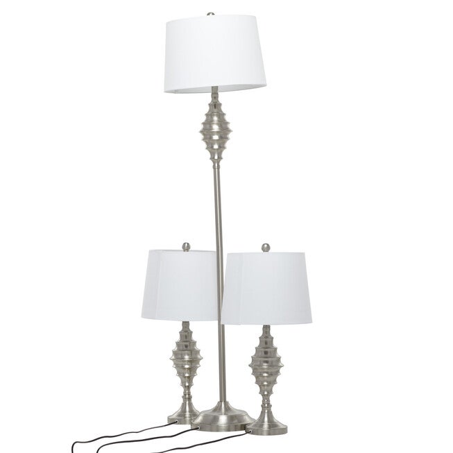 Set Of 3 Silver Coastal Table Lamp, , alternate image number 5