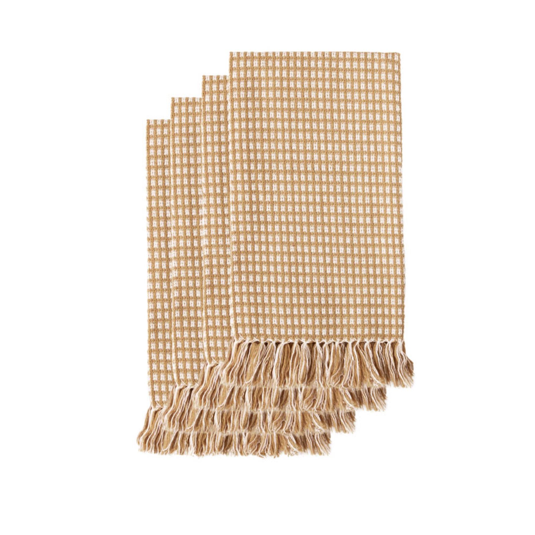 HOMESPUN FRINGED Napkins 4 PK18X18, ECRU, hi-res image number 0