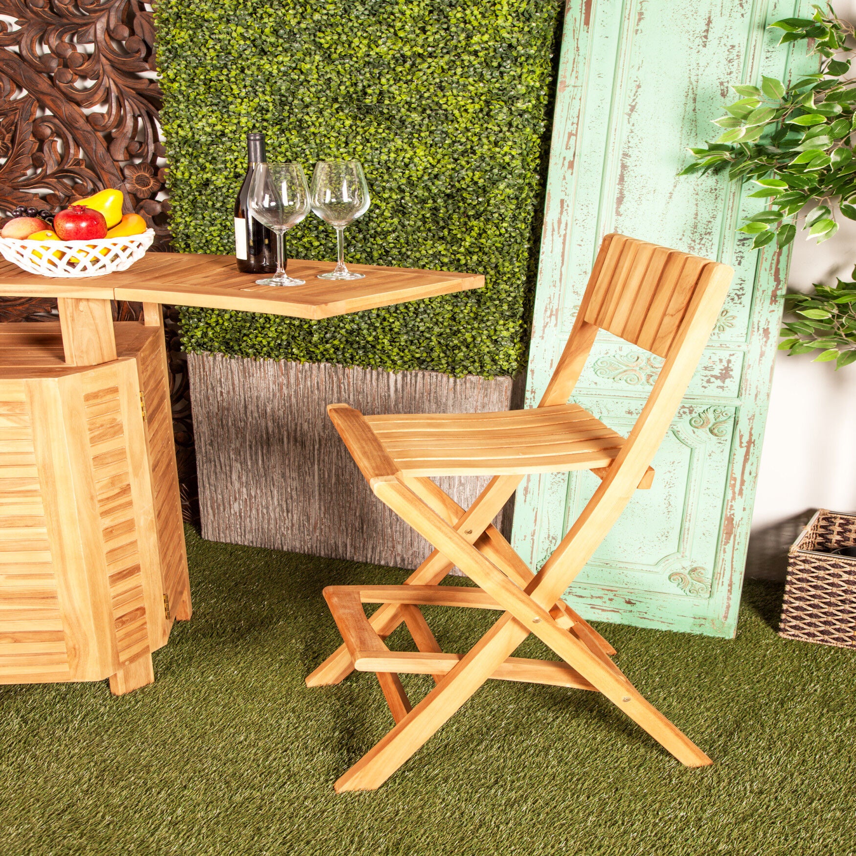 Set Of 2 Brown Teak Wood Traditional Bar Stool, , alternate image number 9
