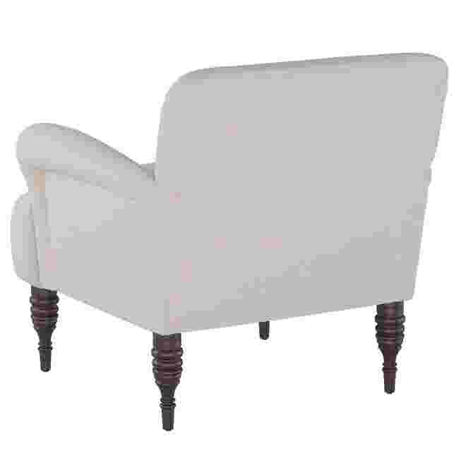 White/very light gray linen arm chair back view