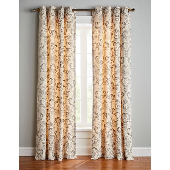 Damask Velvet Rod Pocket, SOFT GRAY, hi-res image number null