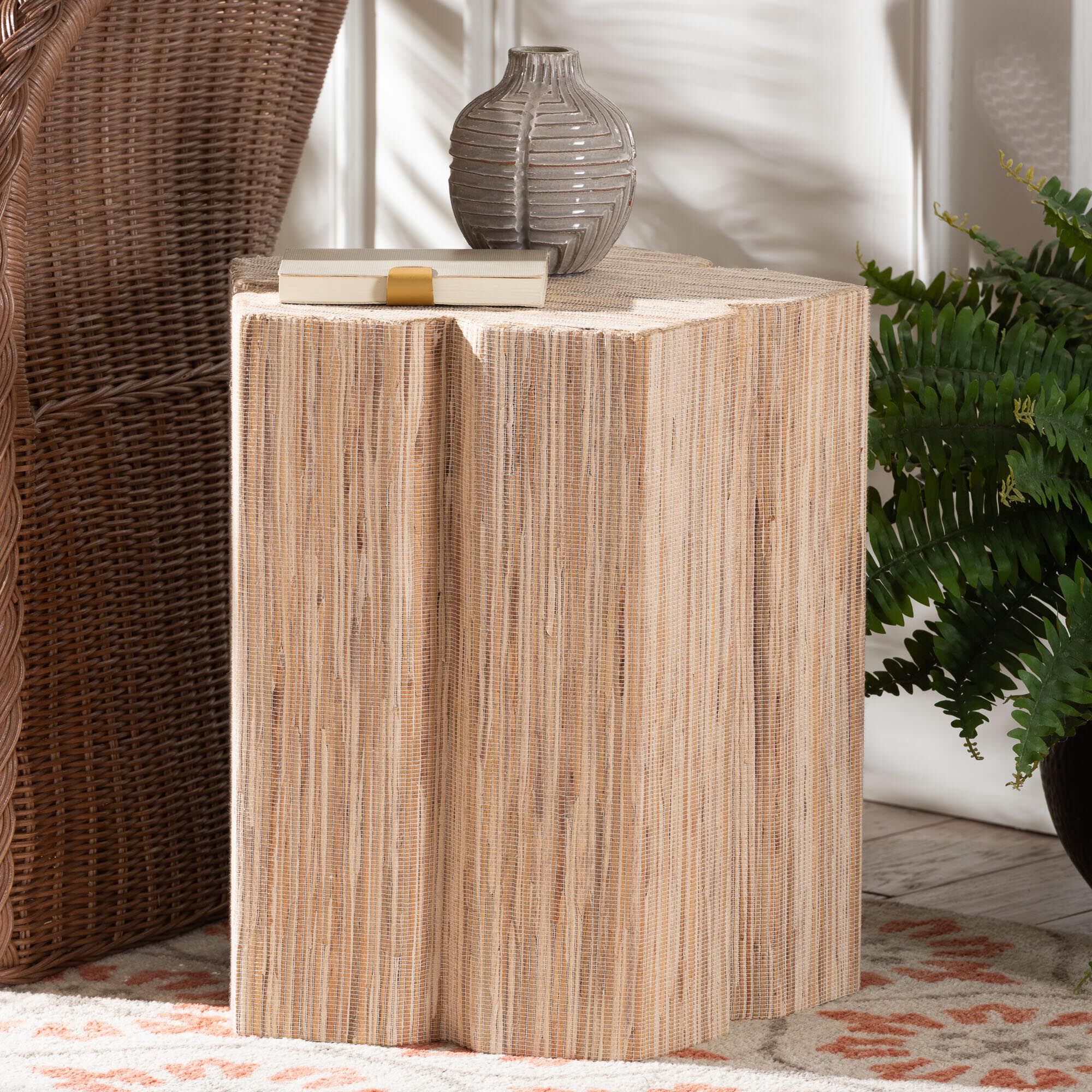 Janeth Bohemian Woven Grasscloth End Table, NATURAL, alternate image number 5