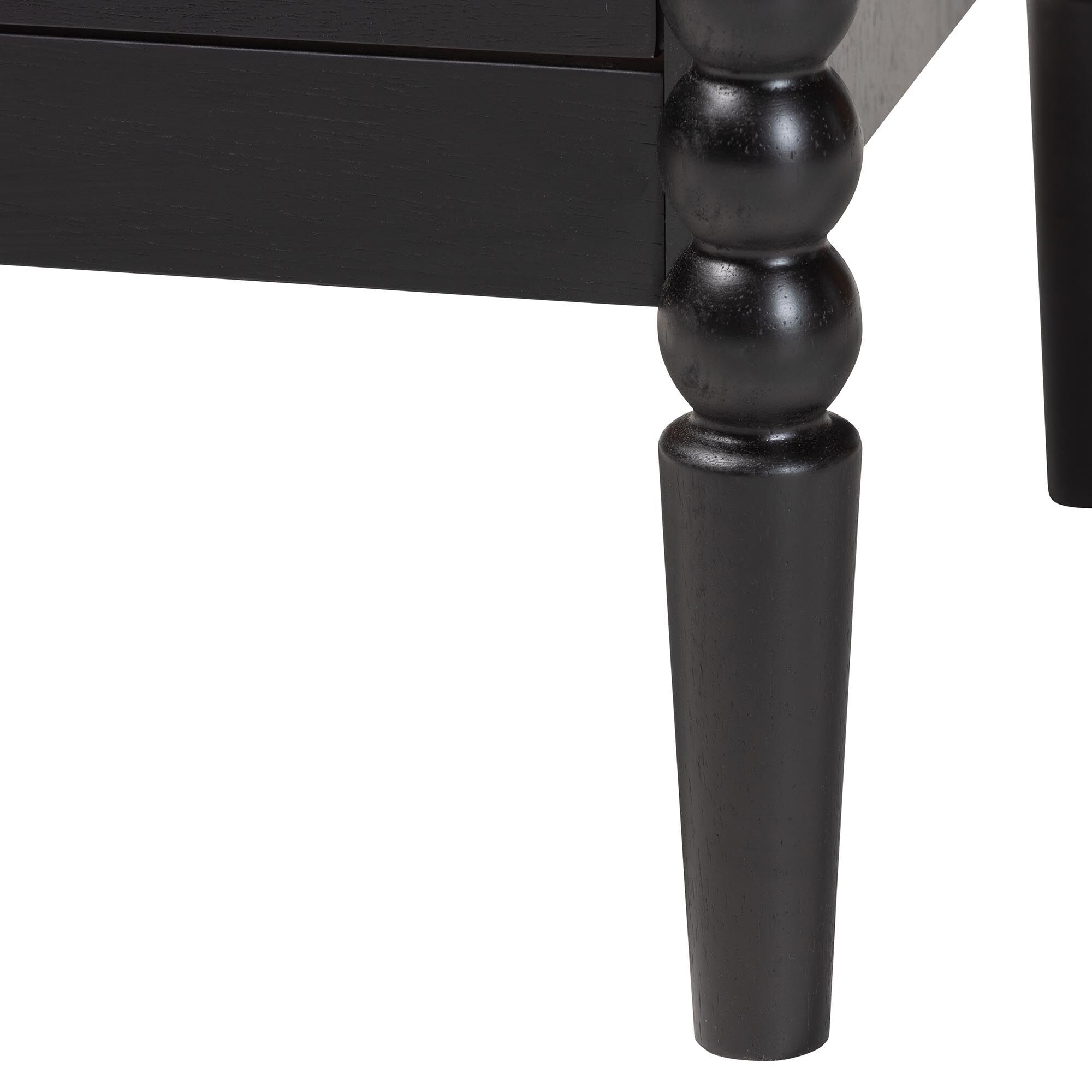 Lucera Mid-Century White 2-Drawer Bobbin Nightstand, BLACK, alternate image number 6