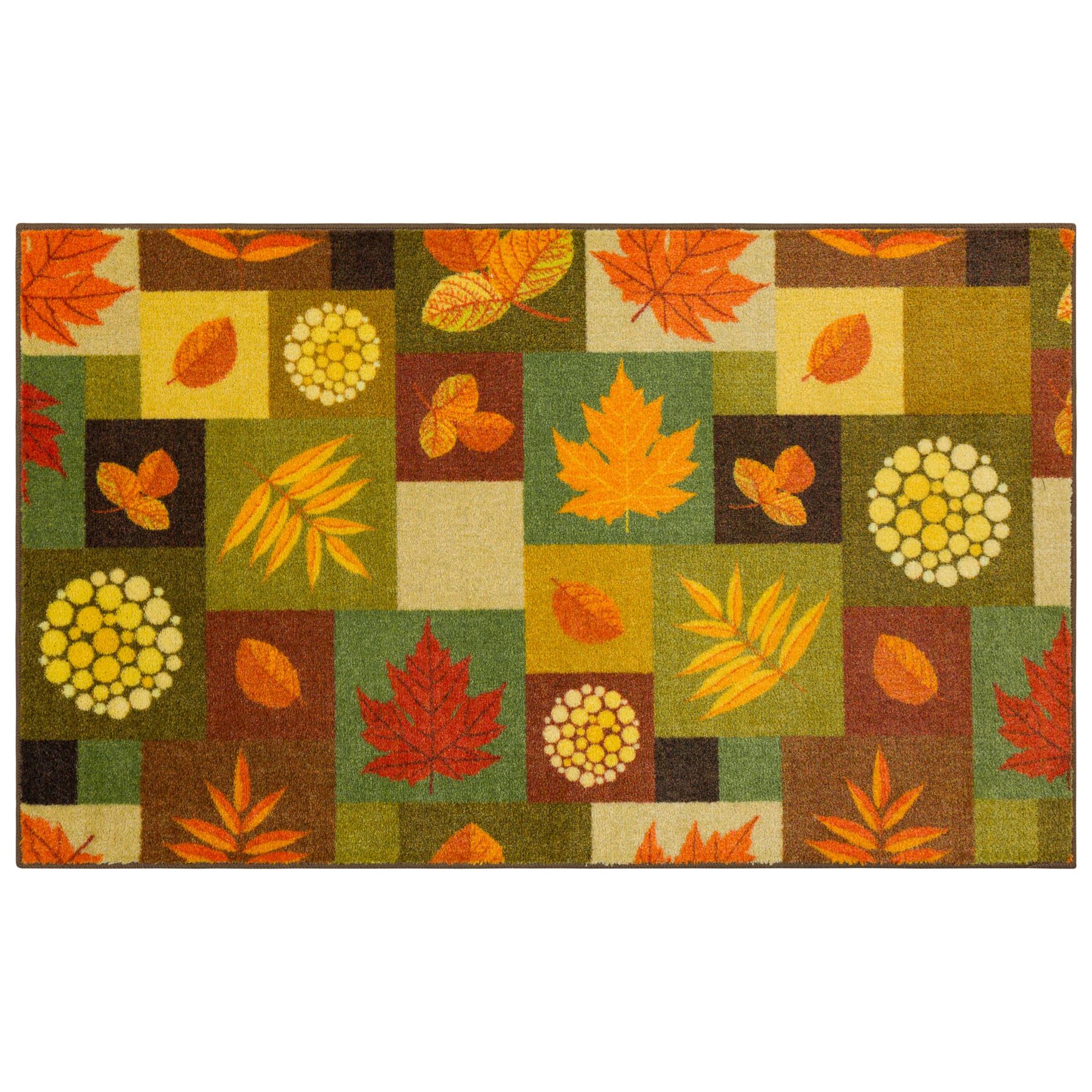 Square Fall Leaves Kitchen Rug, MULTI, hi-res image number 0