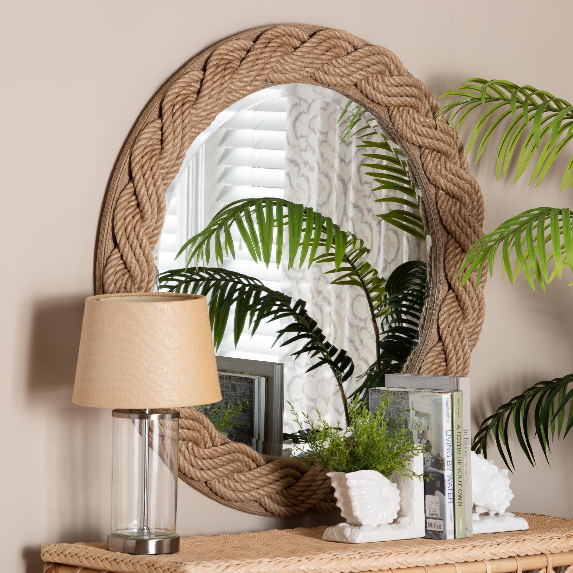 Romana Braided Rope Mirror, NATURAL BROWN, hi-res image number 0