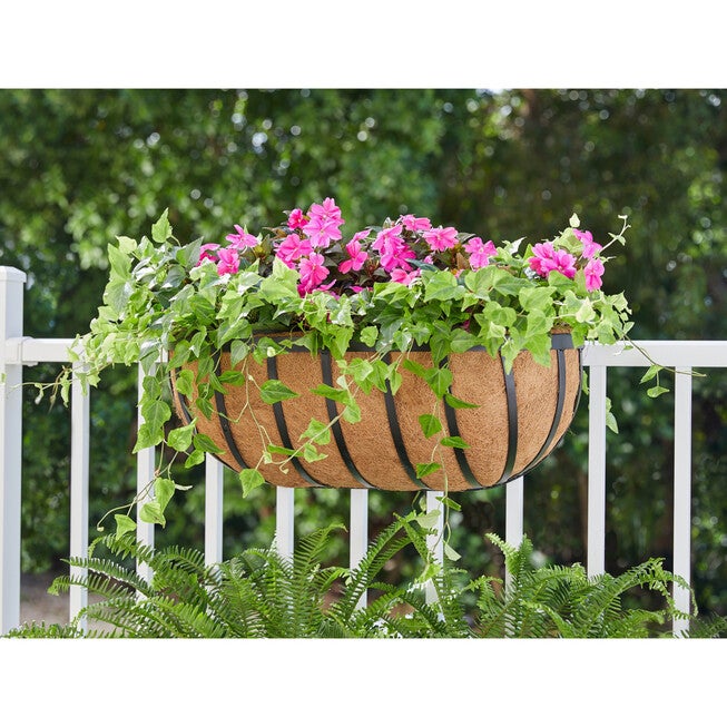 24 inchesH Hanging English Horse Trough Planter, BLACK, hi-res image number null