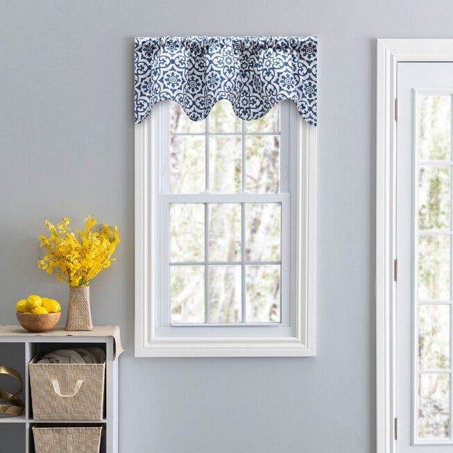 Athens Lined Scallop Valance, NAVY, hi-res image number null