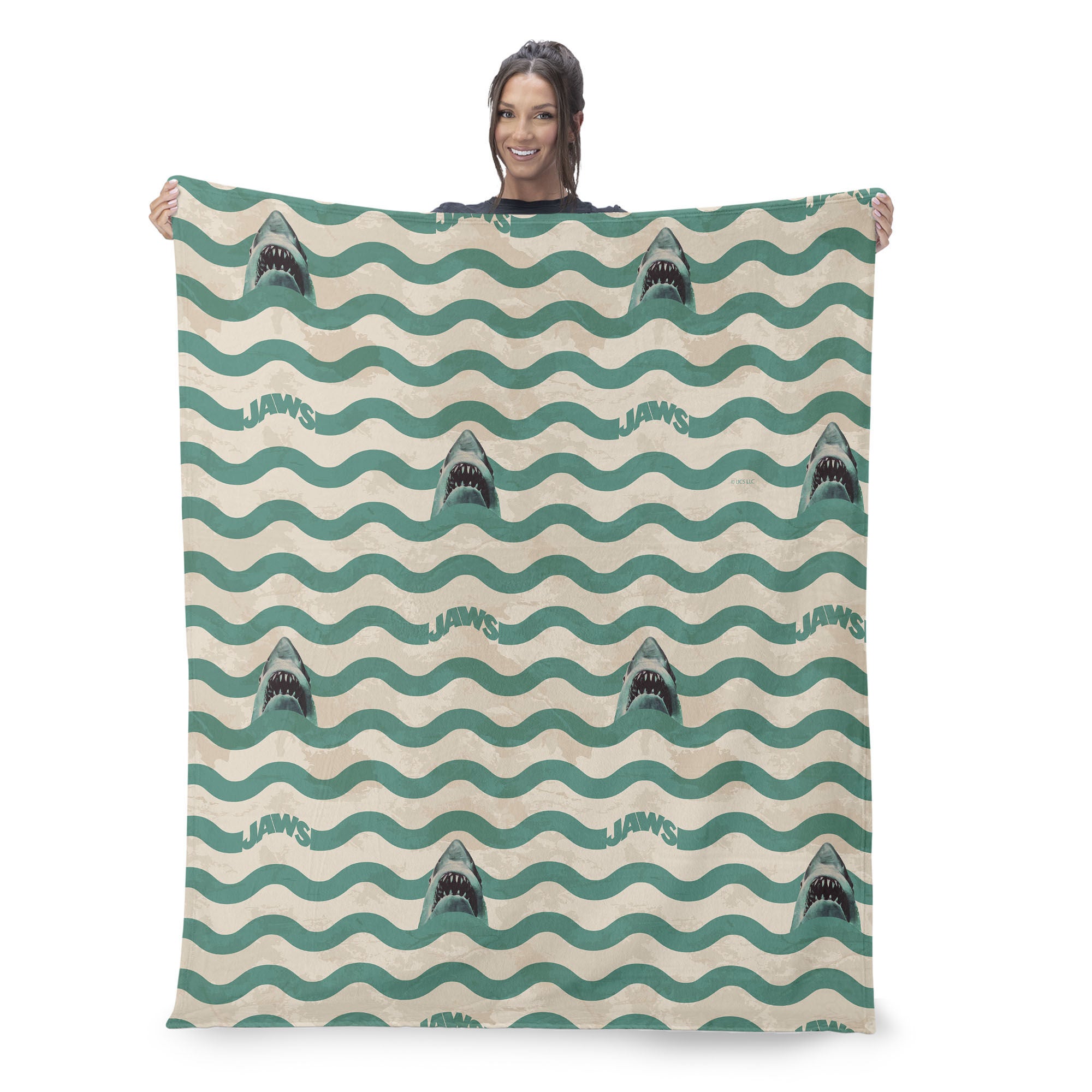 Jaws Psychedelic Sea Silk Touch Throw Blanket 60x80 inches, WHITE, on-hover image number 1