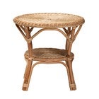 Round natural rattan coffee table front view