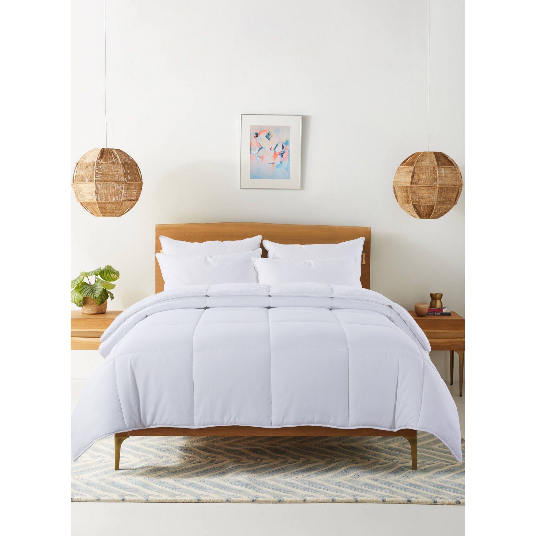 Cozy Down Alternative Reversible Comforter, White, WHITE, hi-res image number 0
